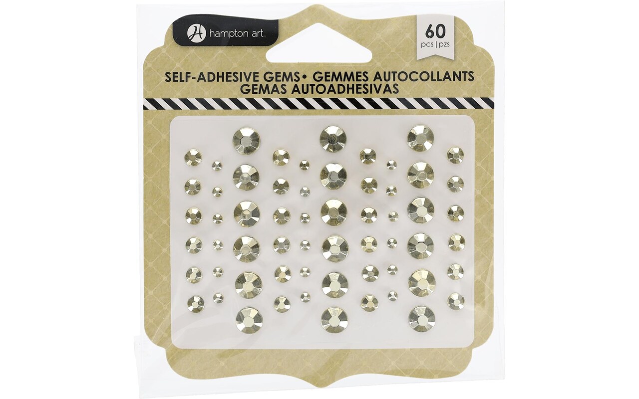 Hampton Art Adhesive Gems Neutral Assorted, 60 adhesive multifaceted gems  for crafts, scrapbooking and more, variety of shapes and sizes for a  variety of uses